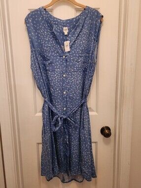 Sleeveless Button Front Shirt Dress - Size XL